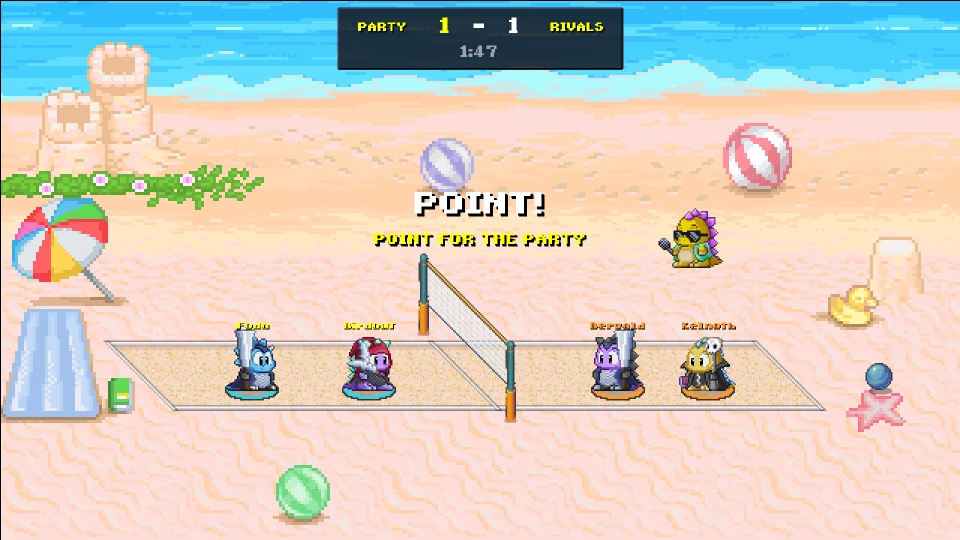 Point for the party in beach volleyball